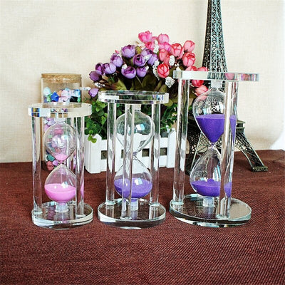 3/5/10/15 Minutes Round Base Crystal Timer Hourglass Home Decoration sand clock timer Xmas Gift