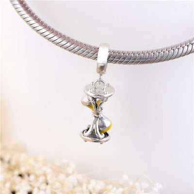 100% 925 Sterling Silver Hourglass Emanel Dangle Charm Beads Fits European DIY Jewelry Charms Bracelets & Necklaces  S205-30