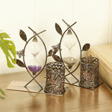 Creative Leaves Hourglass Pen Holder Metal Crafts Colorful Quicksand Desktop Ornaments Student Wedding Gift