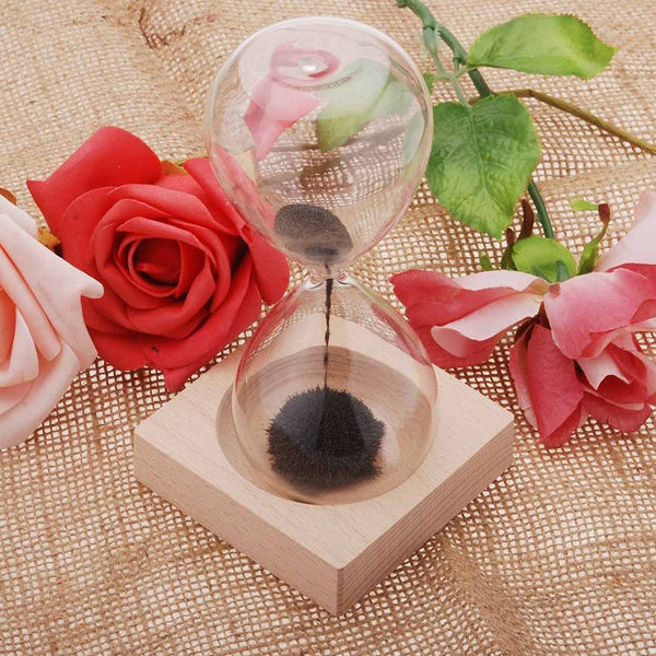 1pcs Magnet Hourglass Awaglass Hand-blown Sand Timer Desktop Decoration Magnetic Hourglass Black