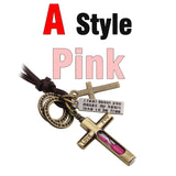 MNWT Mini Hourglass Cross Pendant Leather Necklace Bible Book/Whistle /Bullet/Aircraft/Love/Pistol Women Men Retro Jewelry