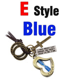 MNWT Mini Hourglass Cross Pendant Leather Necklace Bible Book/Whistle /Bullet/Aircraft/Love/Pistol Women Men Retro Jewelry