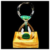 Hot Sale wood + glass + iron powder sand iron flowering magnetic hourglass with packaging hourglass 13.5 * 5.5cm wooden seat 8