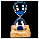 Hot Sale wood + glass + iron powder sand iron flowering magnetic hourglass with packaging hourglass 13.5 * 5.5cm wooden seat 8