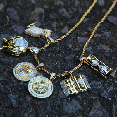 Uwin Hourglass Pattern Necklaces Pendants Hiphop Fashion Micro Pave Iced Out Jewelry For Men Women White Gold CZ Chain