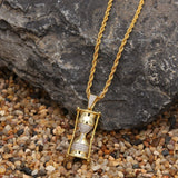 Uwin Hourglass Pattern Necklaces Pendants Hiphop Fashion Micro Pave Iced Out Jewelry For Men Women White Gold CZ Chain