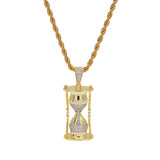 Fashion Hourglass Pendant Necklace 2 Colors AAA Zircon Iced Out Mens Necklace Street Style Hip Hop Jewelry