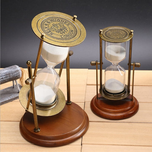 Hourglass sand timer 15 minutes 30 minutes wooden frame rotating hourglass home desk decoration