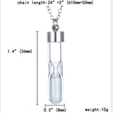 Blucome Hot New Fashion Hourglass Glowing Necklace Timer Transparent Glass Trinket Silver Men's Women's Teen Holiday Party Gifts