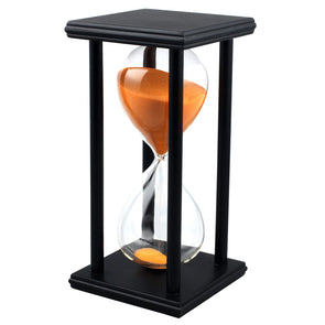 SZS Hot Colors! 60Min Wooden Sand Sandglass Hourglass Timer Clock Decor Unique Gift Type:60Min Black Frame Orange Sand