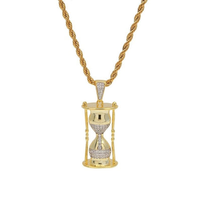 CY&CM Hourglass Pattern Pendants Necklaces Hip Hop Fashion Micro Pave Cubic Zirconia Iced Out Jewelry Men Women Gold CZ Chain